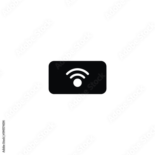 Solid fill of push notification with wi- fi symbol in black and white wi-fi