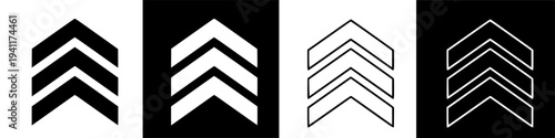 Military Rank Insignia Chevrons in Black and White Variations.