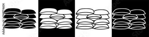 Stacked Sandbags Black and White Illustration.