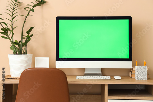 Modern computer with blank ...
