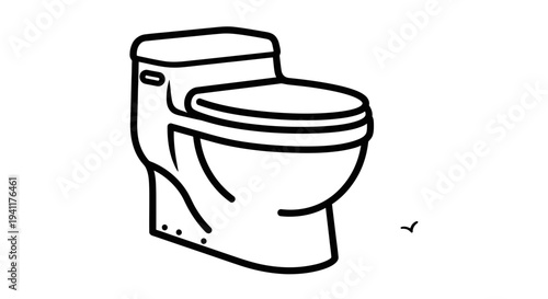 Stylish contemporary commode icon in stark black and white line art on an isolated background