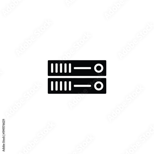 Solid fill of two stacked black web server racks with circular