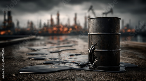 Oil Barrel in Polluted Land...