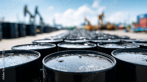 Oil Barrels in Focus: Row u...