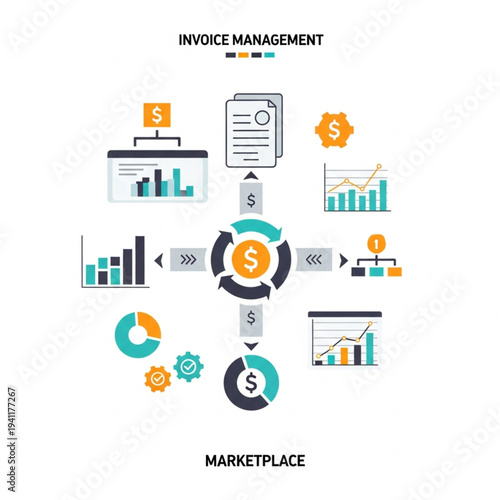 Wallpaper Mural Invoice Management and Marketplace Infographic Elements. Torontodigital.ca