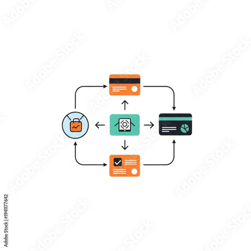 Secure Payment Process Flowchart with Credit Cards and Verification.