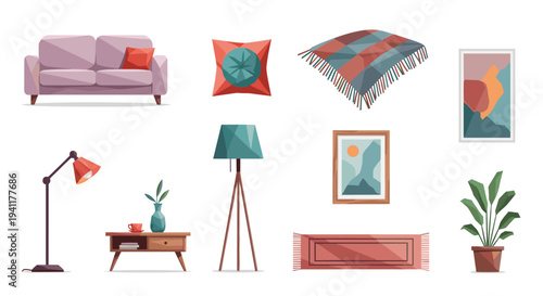 Modern home decor elements with mid-century style