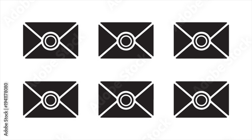 Envelope mail icons collection representing email communication and messaging concept