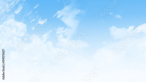 Winter beauty blue sky for environment. Beautiful fluffy white clouds on blue clear sky. Vector design.
