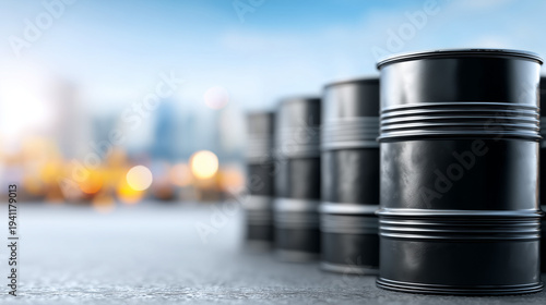 Oil Barrels in Urban Backdr...