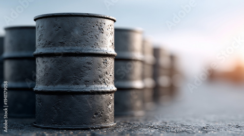 Oil Barrels: A row of weath...