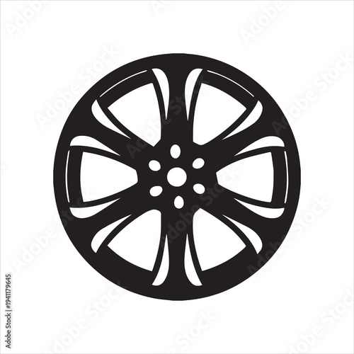 car wheel rim cover silhouette vector illustration, car wheel rim cover icon