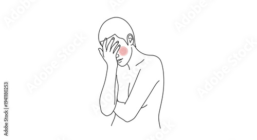 Stylized line illustration of a person grappling with profound discomfort or emotional distress