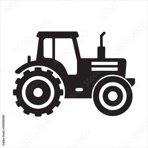 Tractor black silhouette vector,Tractor plane icon