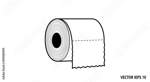 Essential Bathroom Comfort: A Clean Line Art Illustration of a Single Toilet Paper Roll for