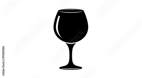 Elegant black silhouette of a classic wine glass standing tall and poised for beverage enjoyment