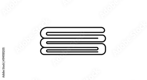 Neatly folded textile stack outline drawing for laundry hygiene and comfort symbol