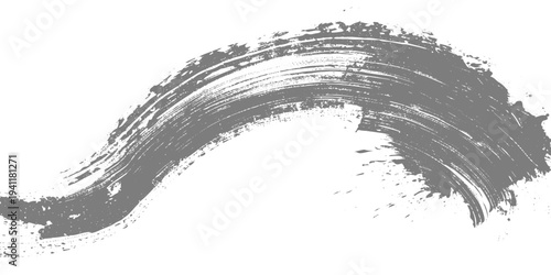 Minimalist black ink brushstroke artwork on a clean white background. expressive paint splashes and textured brush wave flowing under the texture.