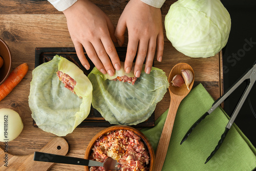 Woman preparing stuffed cab...