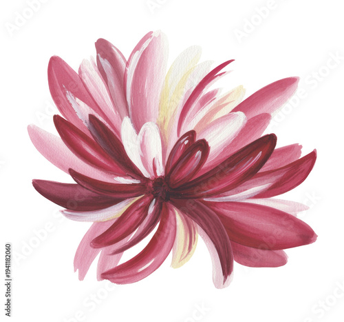 Vibrant Watercolor flower with Pink petals, Floral art, Botanical illustration, Abstract bloom