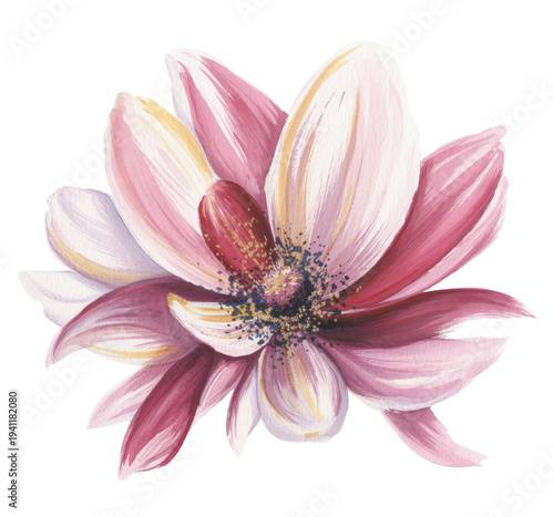 Exquisite Watercolor flower, Pink lotus, Floral illustration, Hand-painted bloom, Botanical art