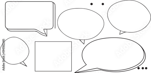 Collection of blank speech bubbles and a square empty