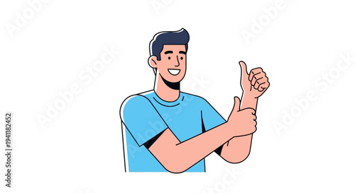 Man Giving Thumbs Up Gesture Illustration.