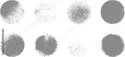 Collection of eight distressed grey circular grunge textures