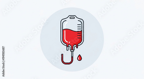 Blood iv bag with red liquid and drip line on white background medical concept