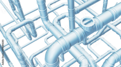 Drain Pipes isolated on White. Industrial Background. 3D illustration