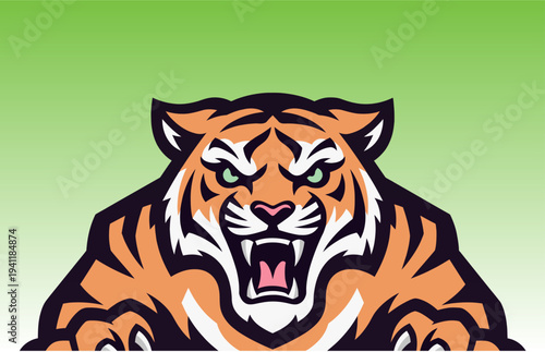 Angry Tiger Face Mascot Badge vector Design