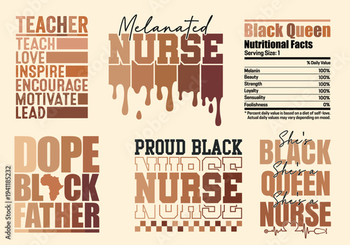 Black history month svg bundle melanated nurse black queen teacher quote design