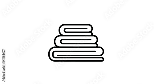Minimalist outline icon of a neatly stacked pile of folded textile items on a clean white background