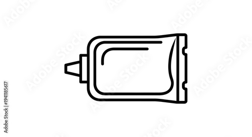 Minimalist Line Art Icon Illustrating a Generic Squeeze Tube for Various Products on White
