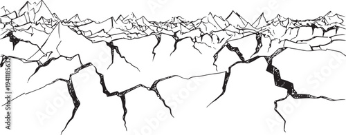 Cracked mountain range landscape fissure jagged