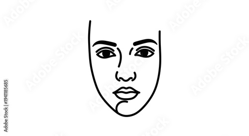 Minimalist line art illustration of a female face showcasing beauty and simplicity in abstract form