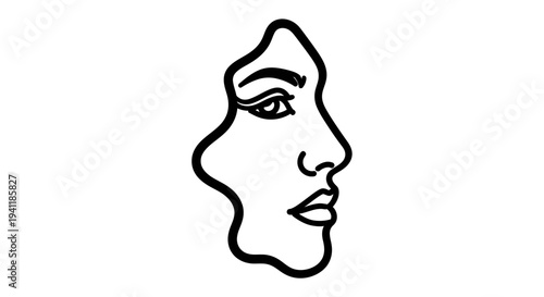 Stylized organic outline of a human profile, showcasing contemporary minimalist line art and