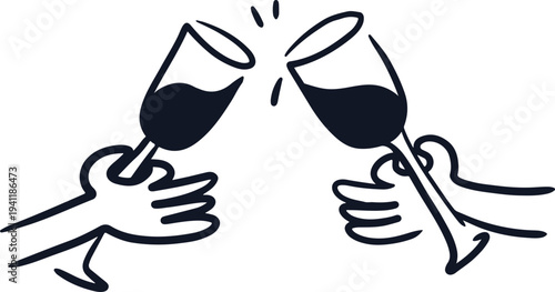 Two Hands Toasting with Wine Glasses