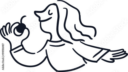 Women Holding a Cherry Illustration