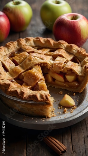 Golden Brown Lattice Crust Apple Pie Isolated