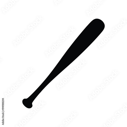 Black and white silhouette of a baseball bat sports