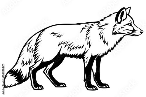 Fox Coloring Book Page Vector Illustration – Black White Bold Line Art, Printable A4, SVG Style, Isolated on White Background