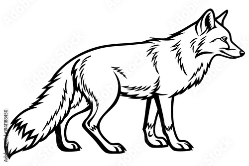 Fox Coloring Book Page Vector Illustration – Black White Bold Line Art, Printable A4, SVG Style, Isolated on White Background