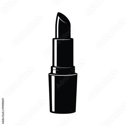 Black and white silhouette of a stylized lipstick tube with a pointed applicator