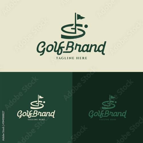 Creative Golf Letter S Logo - Minimalist Initial S Emblem with Flag and Green for Country Club and Luxury Branding