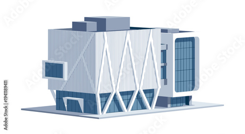 Modern geometric building design with contemporary architecture and minimalist style