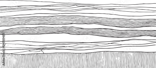 Abstract black and white wavy and straight line pattern