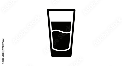 Stylized glass icon with wavy liquid fill illustrating hydration and refreshing beverages