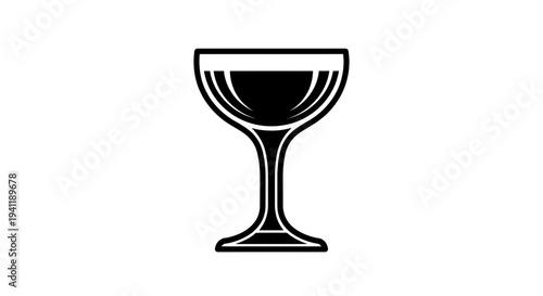 Stylish minimalist vector illustration of a cocktail or champagne coupe glass icon on white