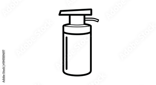 Minimalist line art illustration of a pump bottle, perfect for liquid soap, lotion, or sanitizer